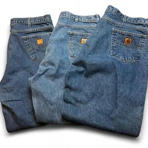 Carhartt B17-DST relaxed fit denim workwear jeans actual fit 44x33 lot of 3